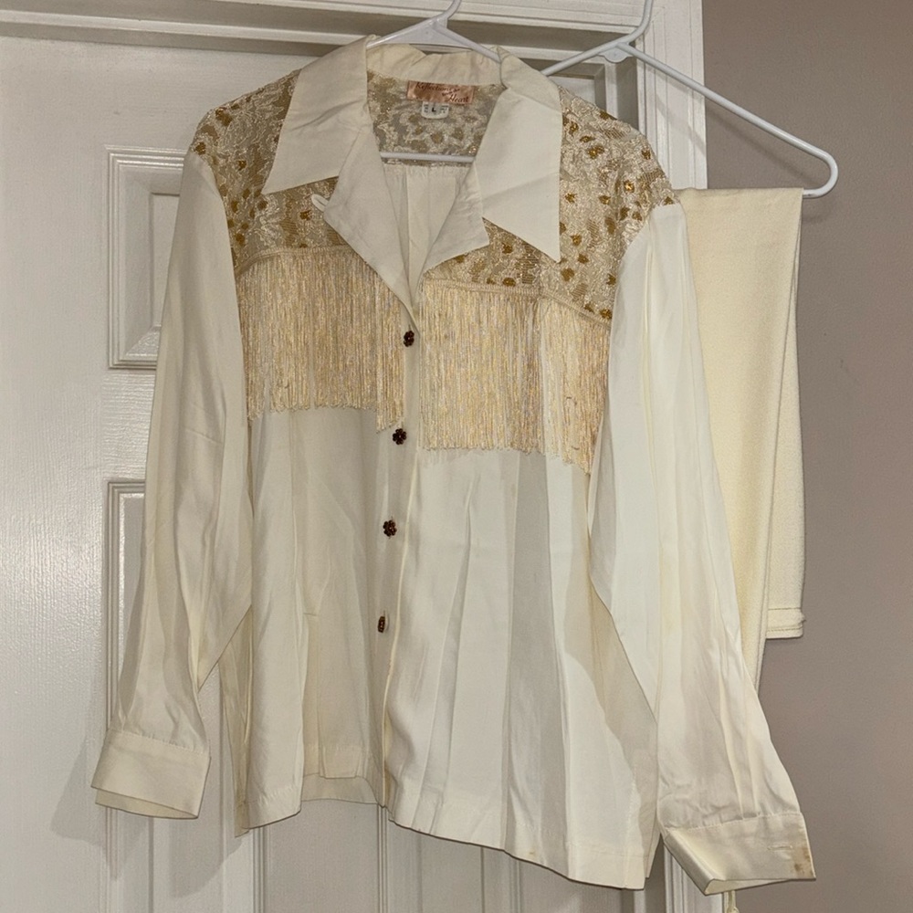 Reflections from the Heart Vintage fringe shirt and coordinating pants